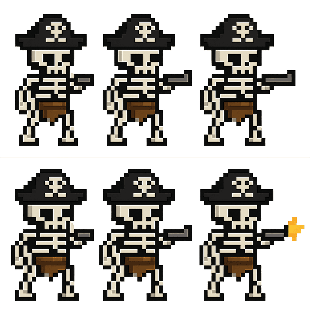 Pistol Skeleton sprite sheet